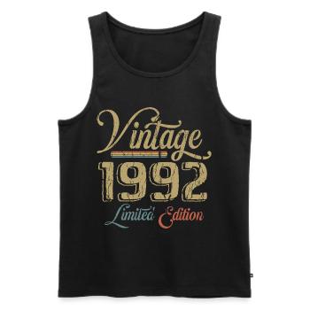 Millésime 1992 Édition limitée Naissance Annésime 1992 - Débardeur bio Premium Homme - noir - Devant - Michal (187cm)