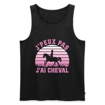 Je Peux pas j'ai cheval cadeau d'équitation  - Débardeur bio Premium Homme - noir - Devant - Michal (187cm)