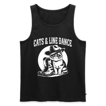 Cat Line Dance Cowboy - Men's Premium Organic Tank Top - black - Front - AI Model Male 178 light (178cm)