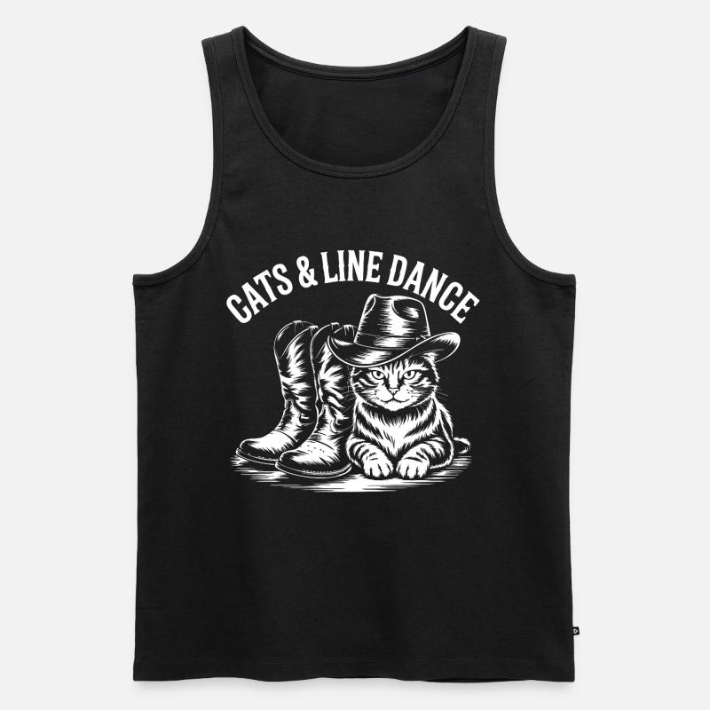 Katzen Line Dance Cowboy - Männer Premium Bio Tank Top - Schwarz