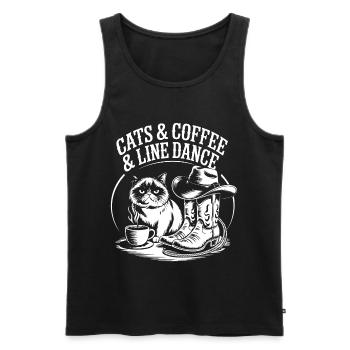 Danse de la ligne de café des chats - Débardeur bio Premium Homme - noir - Devant - Michal (187cm)