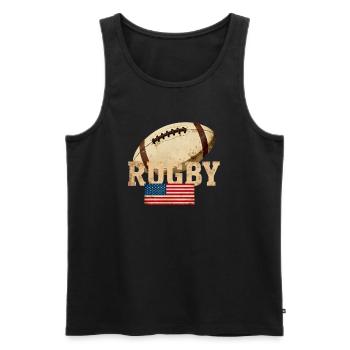 Rugby USA Vintage Crest - Débardeur bio Premium Homme - noir - Devant - AI Model Male 178 light (178cm)