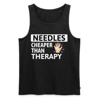 Needles Cheaper Than Therapy Acupuncturist  - Men's Premium Organic Tank Top - black - Front - AI Model Male 178 light (178cm)