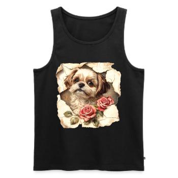 Shih Tzu Blumen - Männer Premium Bio Tank Top - Schwarz - Vorne - Michal (187cm)