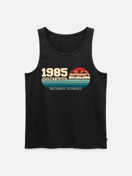 40-års fødselsdag 1985 Vintage 1985 Retro Solnedgang - Herre Premium økologisk tanktop - sort