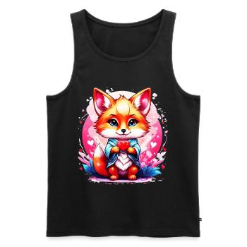 Kawaii Chibi Fox - Men's Premium Organic Tank Top - black - Front - AI Model Male 178 light (178cm)