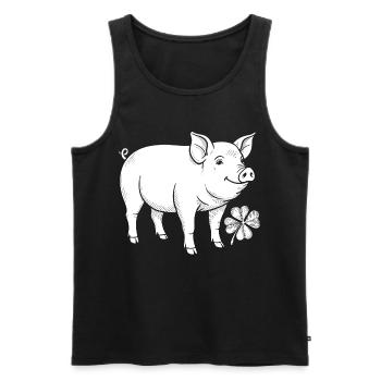 Lucky Pig Shamrock - Men's Premium Organic Tank Top - black - Front - AI Model Male 178 light (178cm)