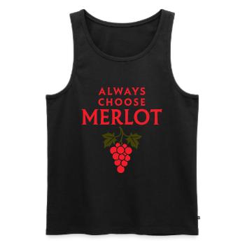 TOUJOURS CHOISIR LE MERLOT Vin Dire - Débardeur bio Premium Homme - noir - Devant - Michal (187cm)