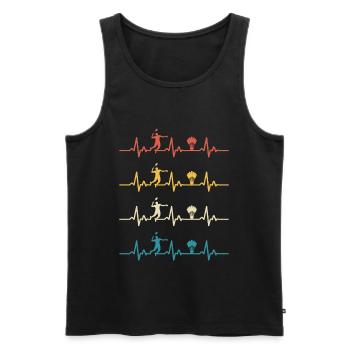 badminton heartbeat retro badminton  - Débardeur bio Premium Homme - noir - Devant - AI Model Male 178 light (178cm)