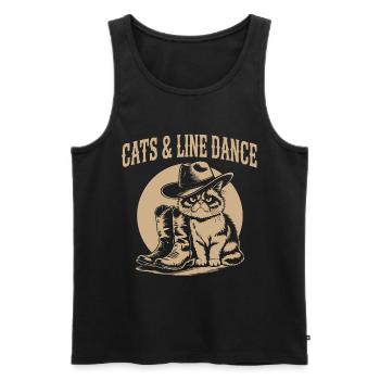 Cats & Line Dance Western Cat - Männer Premium Bio Tank Top - Schwarz - Vorne - AI Model Male 178 light (178cm)