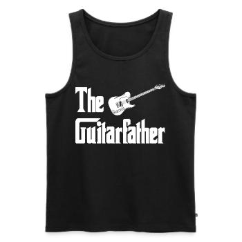 Le Guitariste – Typographie avec guitare - Débardeur bio Premium Homme - noir - Devant - AI Model Male 178 light (178cm)