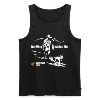 Buen Camino 2026 | Jakobsweg Der Weg ist das Ziel - Männer Premium Bio Tank Top - Schwarz - Vorne - Michal (187cm)