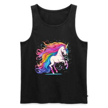 Rainbow Unicorn with Glowing Hair Tail - Men's Premium Organic Tank Top - black - Front - AI Model Male 178 light (178cm)