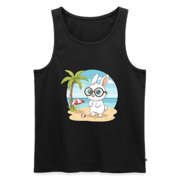 Süßer Hase mit Brille Strandsommerferien - Männer Premium Bio Tank Top - Schwarz - Vorne - Michal (187cm)