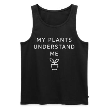 Mes plantes me comprennent - Débardeur bio Premium Homme - noir - Devant - Michal (187cm)