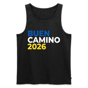 Buen Camino 2026 | Jakobsweg, Pilger, Santiago - Männer Premium Bio Tank Top - Schwarz - Vorne - Michal (187cm)