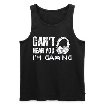 KANN DICH NICHT HÖREN, ICH SPIELE HEADSET, LUSTIGES GAMER-GESCHENK - Männer Premium Bio Tank Top - Schwarz - Vorne - Michal (187cm)