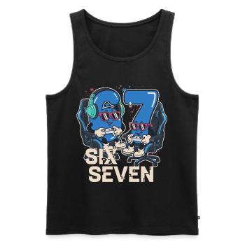 6 7 Sechs Sieben Aura Points Kids Gaming Meme  - Männer Premium Bio Tank Top - Schwarz - Vorne - AI Model Male 178 light (178cm)