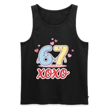 6 7 Sechs Sieben Valentinstag Meme Herz Niedlich  - Männer Premium Bio Tank Top - Schwarz - Vorne - AI Model Male 178 light (178cm)