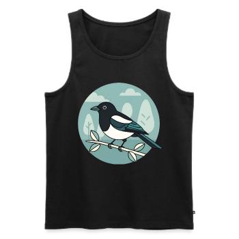 Elster - Männer Premium Bio Tank Top - Schwarz - Vorne - AI Model Male 178 light (178cm)