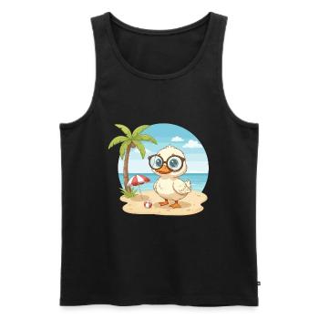 Süße Ente mit Brille Strandsommerurlaub - Männer Premium Bio Tank Top - Schwarz - Vorne - Michal (187cm)