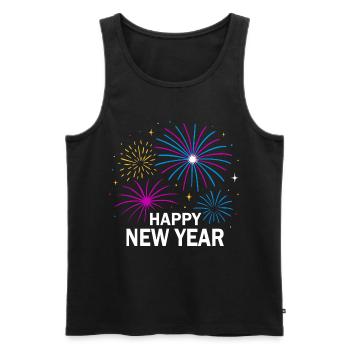 Feux d’artifice Conception du Nouvel An – Bonne année - Débardeur bio Premium Homme - noir - Devant - Michal (187cm)