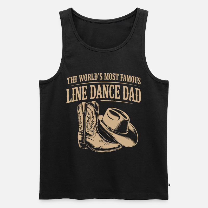 Line Dance Dad Cowboy Boots - Männer Premium Bio Tank Top - Schwarz