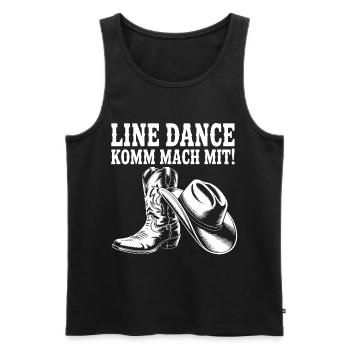 Line Dance Komm mach mit! Cowboyhut Westernstiefel - Männer Premium Bio Tank Top - Schwarz - Vorne - Michal (187cm)
