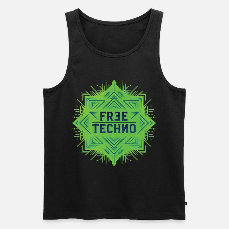 FREE TECHNO #1 – lass uns reden. - Männer Premium Bio Tank Top - Schwarz