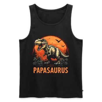 Papasaurus : Meilleur Papa Fort Cadeau - Débardeur bio Premium Homme - noir - Devant - AI Model Male 178 light (178cm)
