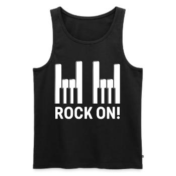 Rock sur les touches de piano - Débardeur bio Premium Homme - noir - Devant - AI Model Male 178 light (178cm)