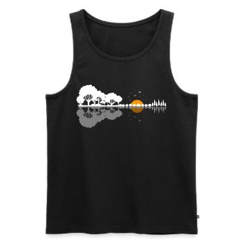 Guitar Nature Forest Trees Reflection Music Gift - Men's Premium Organic Tank Top - black - Front - AI Model Male 178 light (178cm)