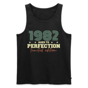 1982 - Männer Premium Bio Tank Top - Schwarz - Vorne - AI Model Male 178 light (178cm)
