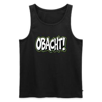 Caution Bavarian Saying Dialect Warning - Men's Premium Organic Tank Top - black - Front - AI Model Male 178 light (178cm)