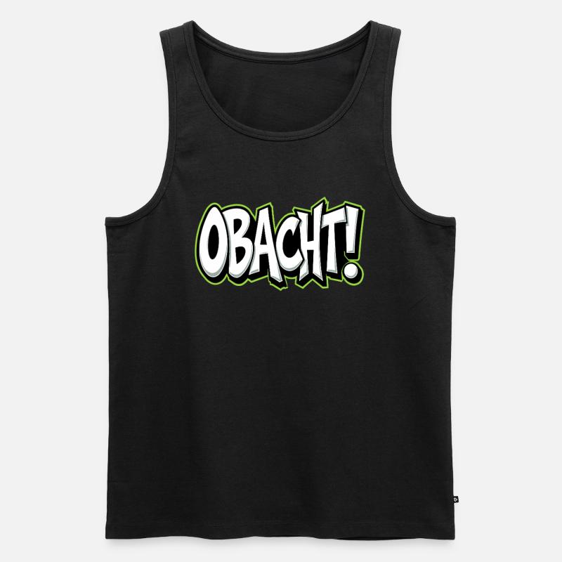 Caution Bavarian Saying Dialect Warning - Men's Premium Organic Tank Top - black