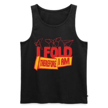 Origami I Fold Therefore I Am - Men's Premium Organic Tank Top - black - Front - Michal (187cm)
