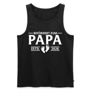 Befördert zum Papa 2026 Vaterschaft - Männer Premium Bio Tank Top - Schwarz - Vorne - AI Model Male 178 light (178cm)