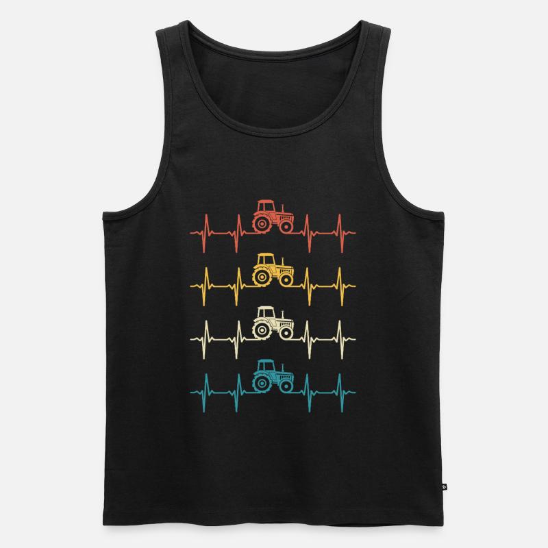 Retro Traktor Herzschlag-Bauer - Männer Premium Bio Tank Top - Schwarz