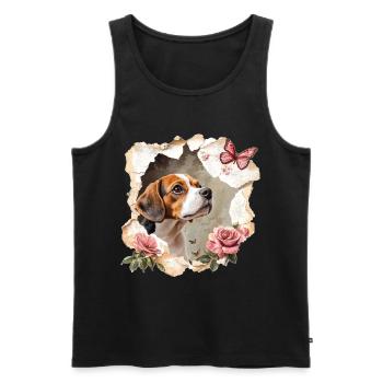 Beagle avec papillon - Débardeur bio Premium Homme - noir - Devant - Michal (187cm)