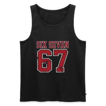 67 Six Seven 6-7  - Männer Premium Bio Tank Top - Schwarz - Vorne - AI Model Male 178 light (178cm)