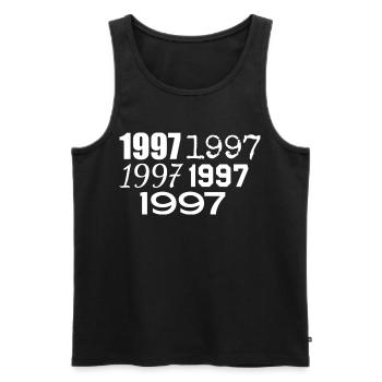 1997 - Men's Premium Organic Tank Top - black - Front - AI Model Male 178 light (178cm)