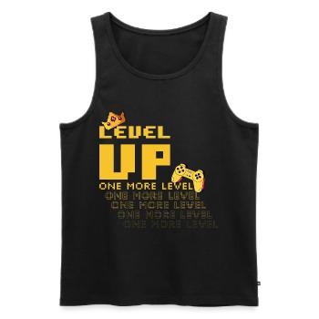 Funny Level Up One More Level Gamer pixel gaming  - Men's Premium Organic Tank Top - black - Front - Michal (187cm)