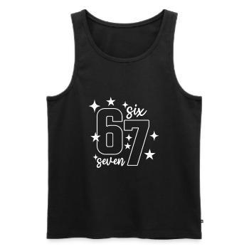 67 - Six Seven SixSeven 6-7 - Männer Premium Bio Tank Top - Schwarz - Vorne - AI Model Male 178 light (178cm)