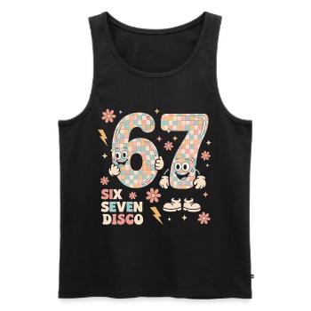 Lustige Disco Ball Retro Party Geschenk Six Seven - Männer Premium Bio Tank Top - Schwarz - Vorne - Michal (187cm)