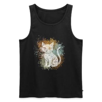 Chat Zentangle - Débardeur bio Premium Homme - noir - Devant - AI Model Male 178 light (178cm)