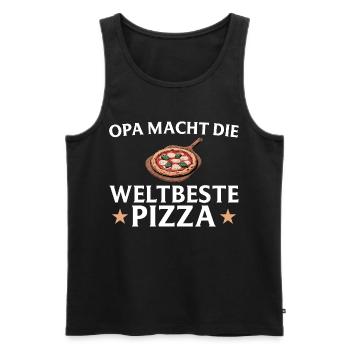 Pizza baker - Grandpa makes the world's best pizza - Men's Premium Organic Tank Top - black - Front - Michal (187cm)