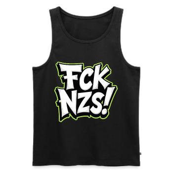FCK NZS Statement against Racism - Men's Premium Organic Tank Top - black - Front - AI Model Male 178 light (178cm)