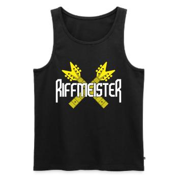 Riffmeister Crossed Guitars - Men's Premium Organic Tank Top - black - Front - AI Model Male 178 light (178cm)