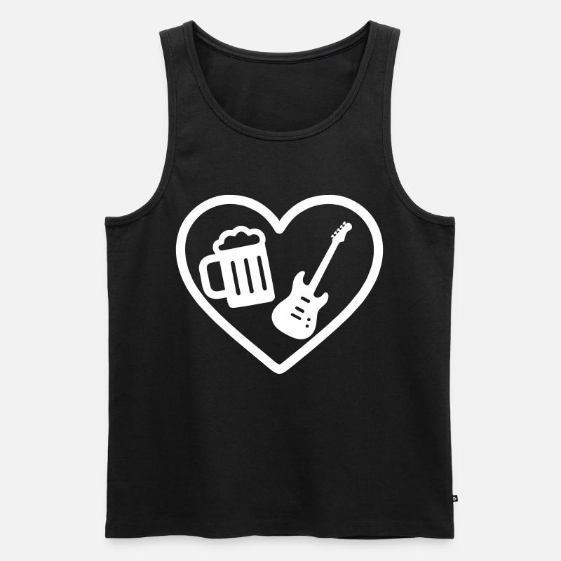 Heart Rock Bier - Männer Premium Bio Tank Top - Schwarz
