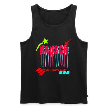 RAUSCH Acid Techno Club - Melting Glitch Typograph - Männer Premium Bio Tank Top - Schwarz - Vorne - AI Model Male 178 light (178cm)